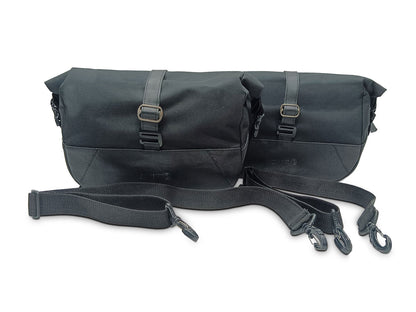 For Royal Enfield Classic 650 Pannier Rails & Soft Pannier Bags Black D1