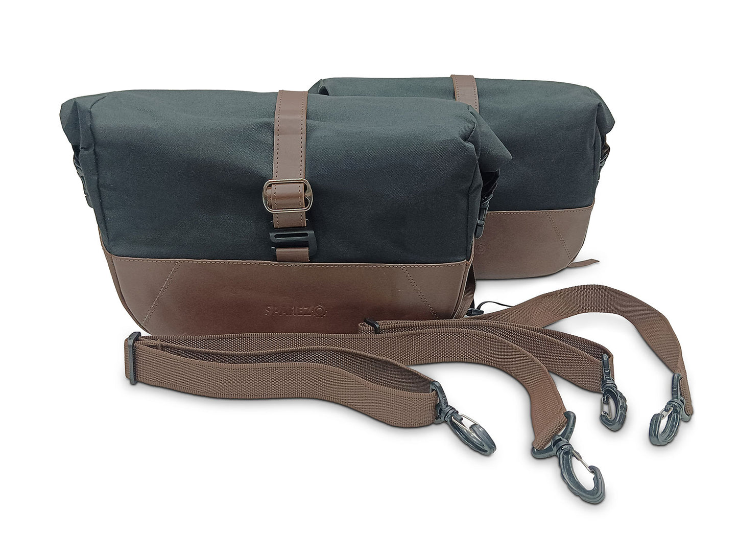 For Royal Enfield Classic 650 Pannier Rails & Soft Pannier Bags Black & Brown D2
