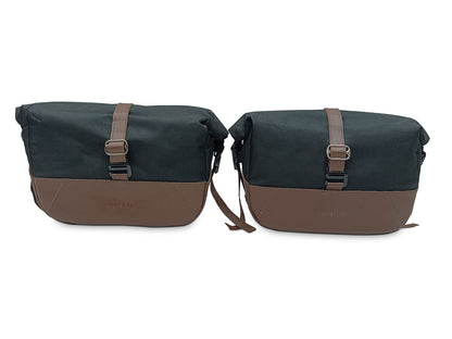 For Royal Enfield Classic 650 Pannier Rails & Soft Pannier Bags Black & Brown D2