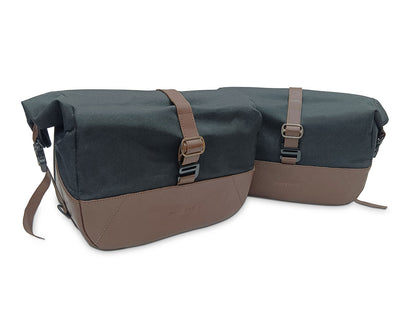 For Royal Enfield Classic 650 Pannier Rails & Soft Pannier Bags Black & Brown D2