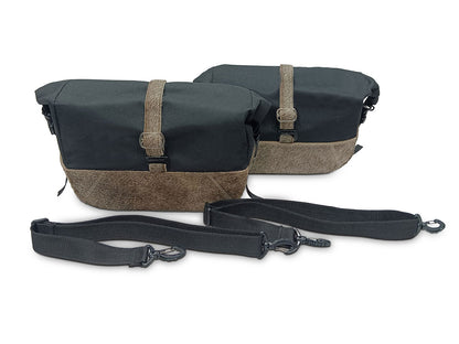For Royal Enfield Classic 650 Pannier Rails & Soft Pannier Bags Cream Brown D3