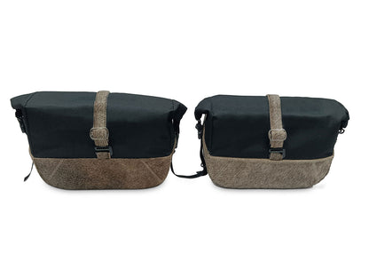 For Royal Enfield Classic 650 Pannier Rails & Soft Pannier Bags Cream Brown D3