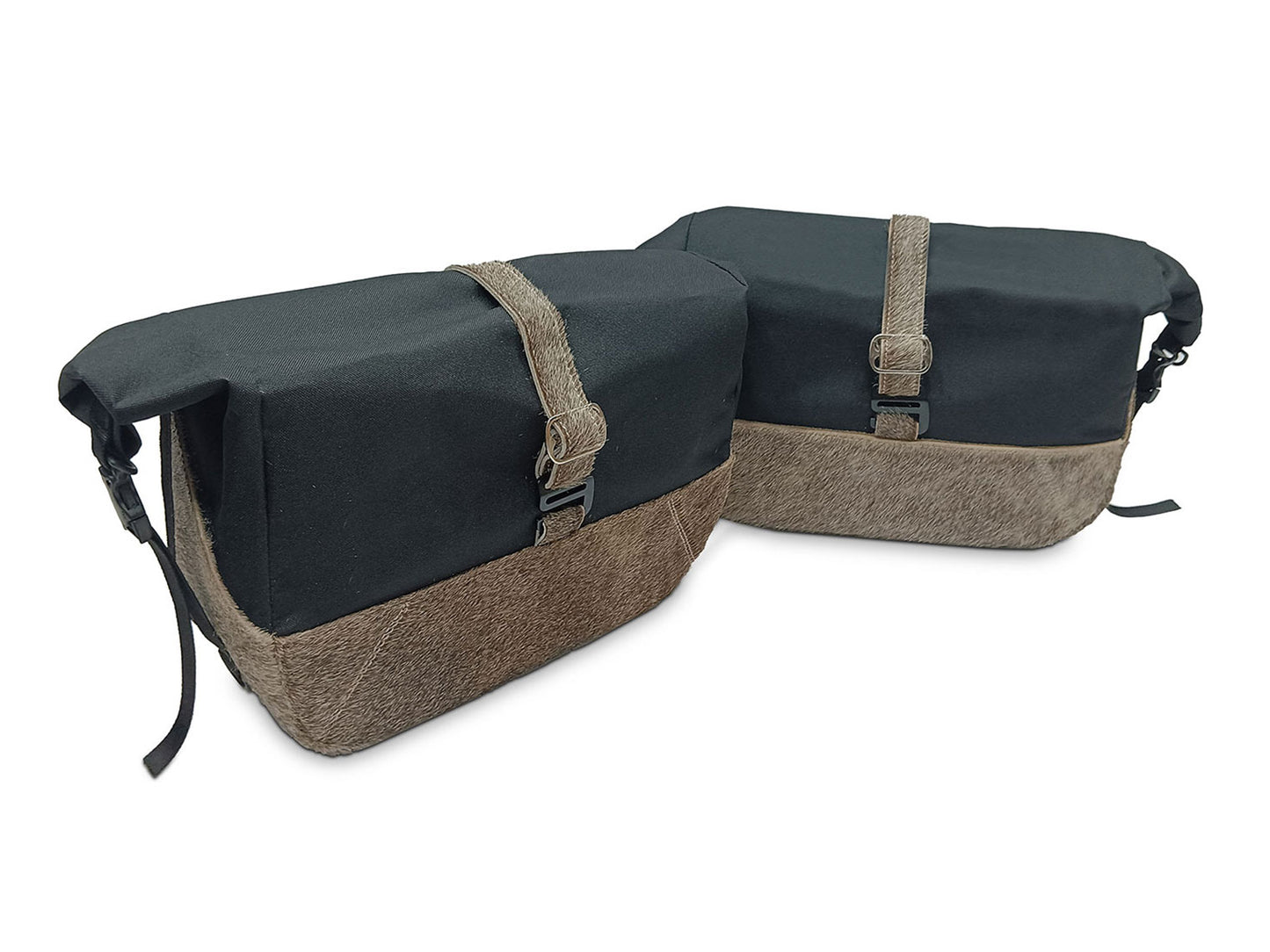 For Royal Enfield Classic 650 Pannier Rails & Soft Pannier Bags Cream Brown D3