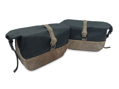 For Royal Enfield Classic 650 Pannier Rails & Soft Pannier Bags Cream Brown D3