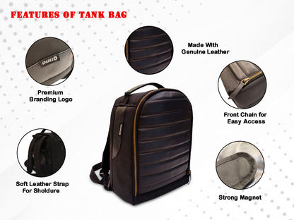 For Royal Enfield Super Meteor 650 Leather & Canvas Tank Bag Black Color