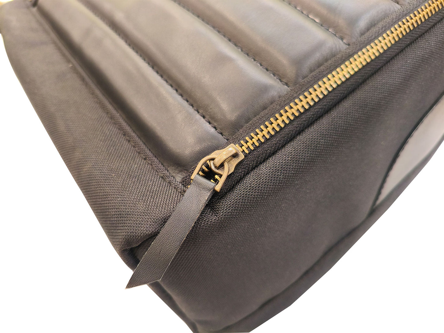 For Royal Enfield Super Meteor 650 Leather & Canvas Tank Bag Black Color