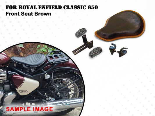For Royal Enfield Classic 650 Front Rider Solo Seat Antique Brown