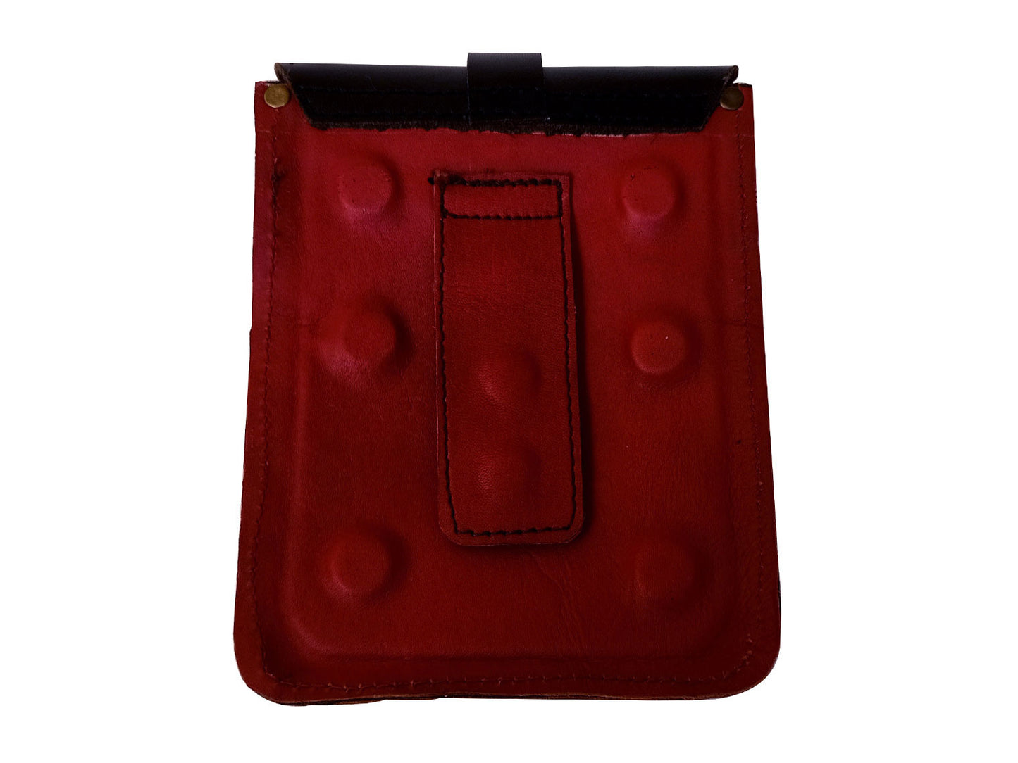 For Royal Enfield Bear 650 Leather Magnetic Tank Pouch Red & Black