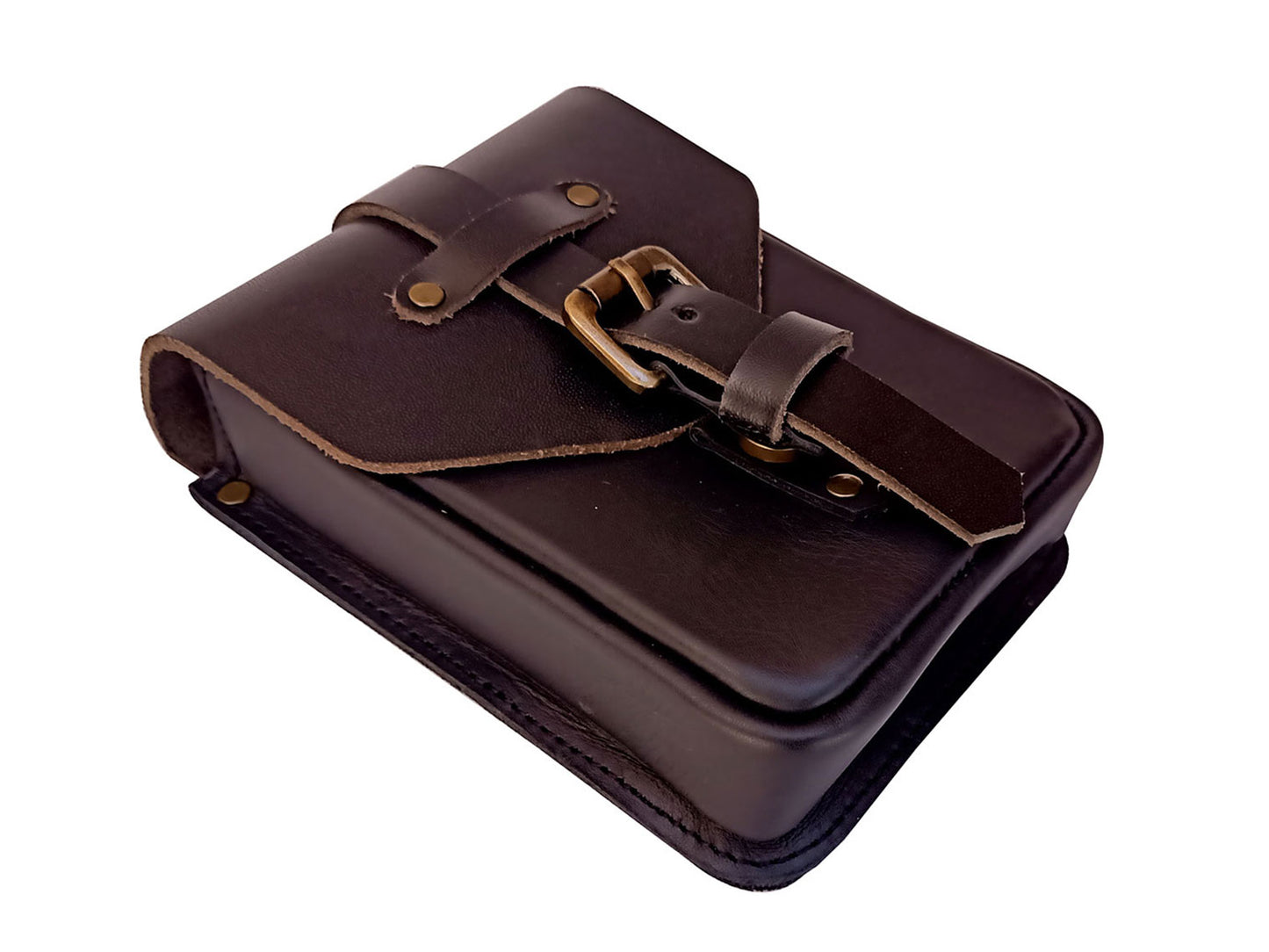 For Royal Enfield Bear 650 Leather Magnetic Tank Pouch Black