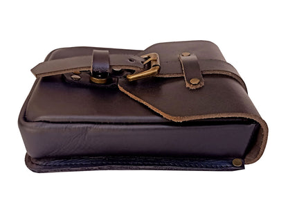 For Royal Enfield Bear 650 Leather Magnetic Tank Pouch Black