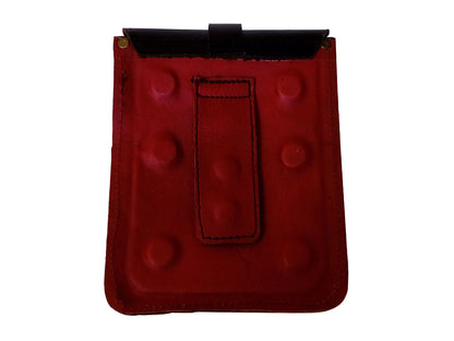 For Royal Enfield Classic 650 Leather Magnetic Tank Pouch Red & Black