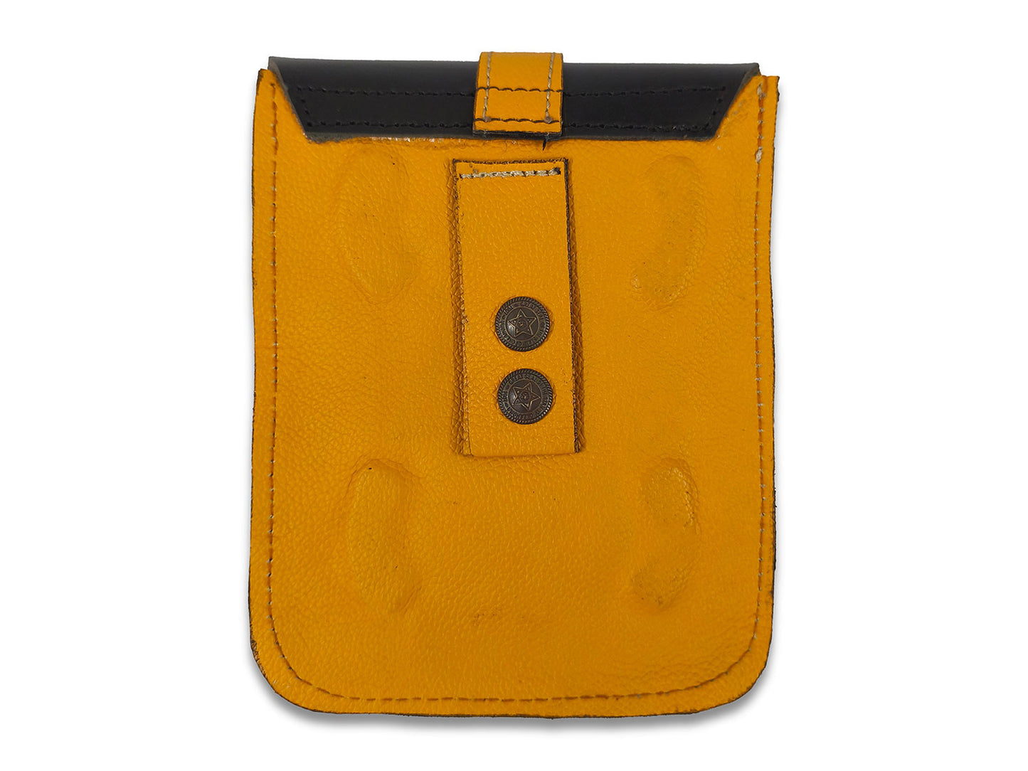 For Royal Enfield Classic 650 Leather Magnetic Tank Pouch Black & Yellow