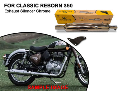 For Royal Enfield Classic Reborn 350 Moderate Exhaust Silencer Chrome
