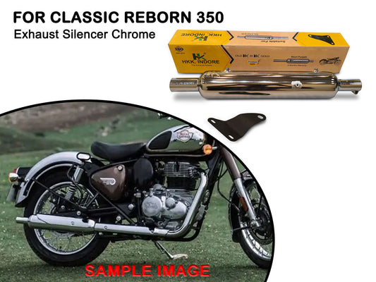 For Royal Enfield Classic Reborn 350 Moderate Exhaust Silencer Chrome