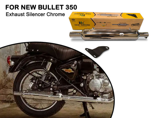For Royal Enfield New Bullet 350 Moderate Exhaust Silencer Chrome