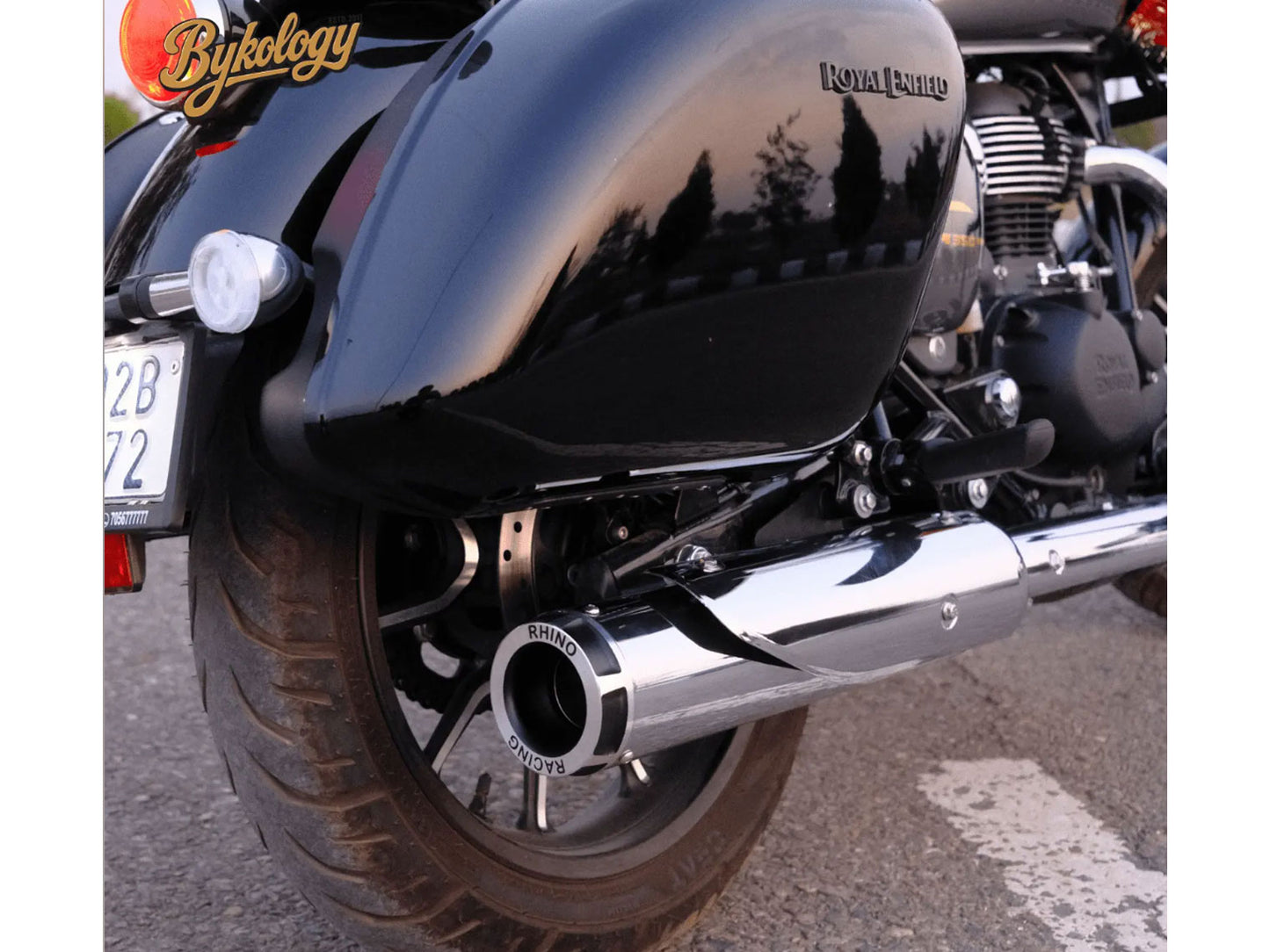 For Royal Enfield Meteor 350 Stainless Steel Rhino Racing Exhaust Silencer Chrome