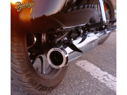 For Royal Enfield Meteor 350 Stainless Steel Rhino Racing Exhaust Silencer Chrome