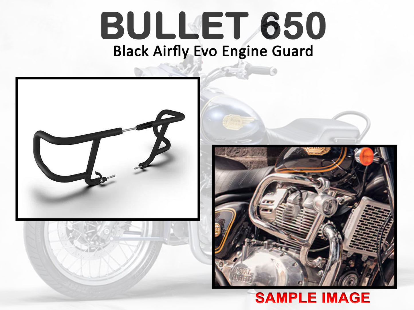 Genuine Royal Enfield Bullet 650 Airfly Evo Engine Guard Black KXA00340