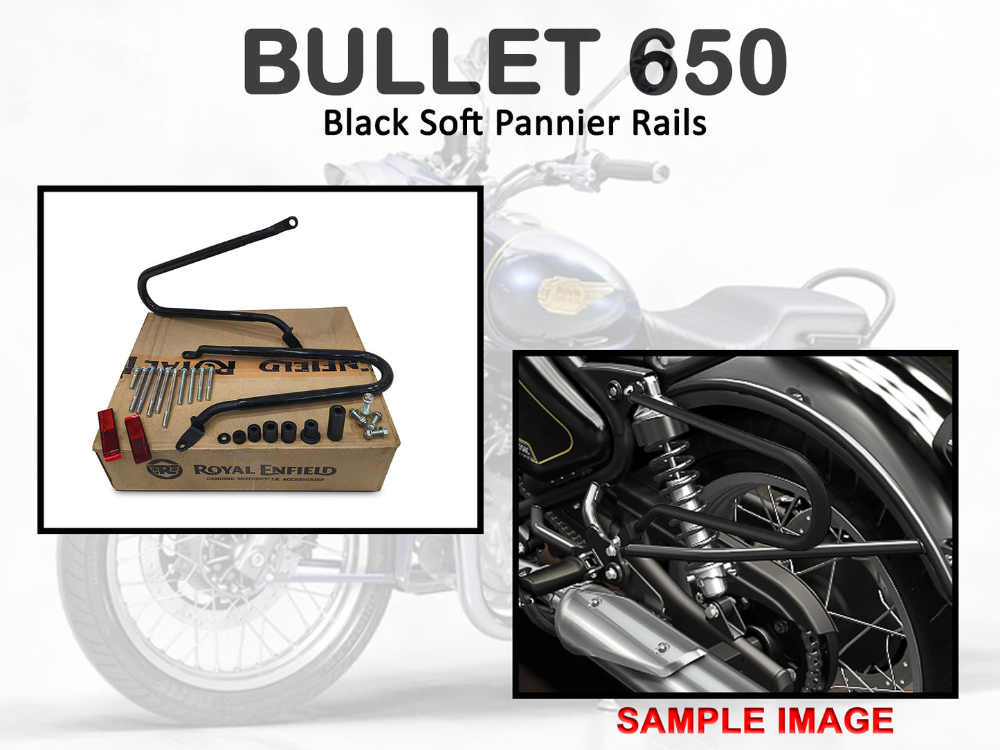 Genuine Royal Enfield Bullet 650 Soft Pannier Rails Black KXA00257