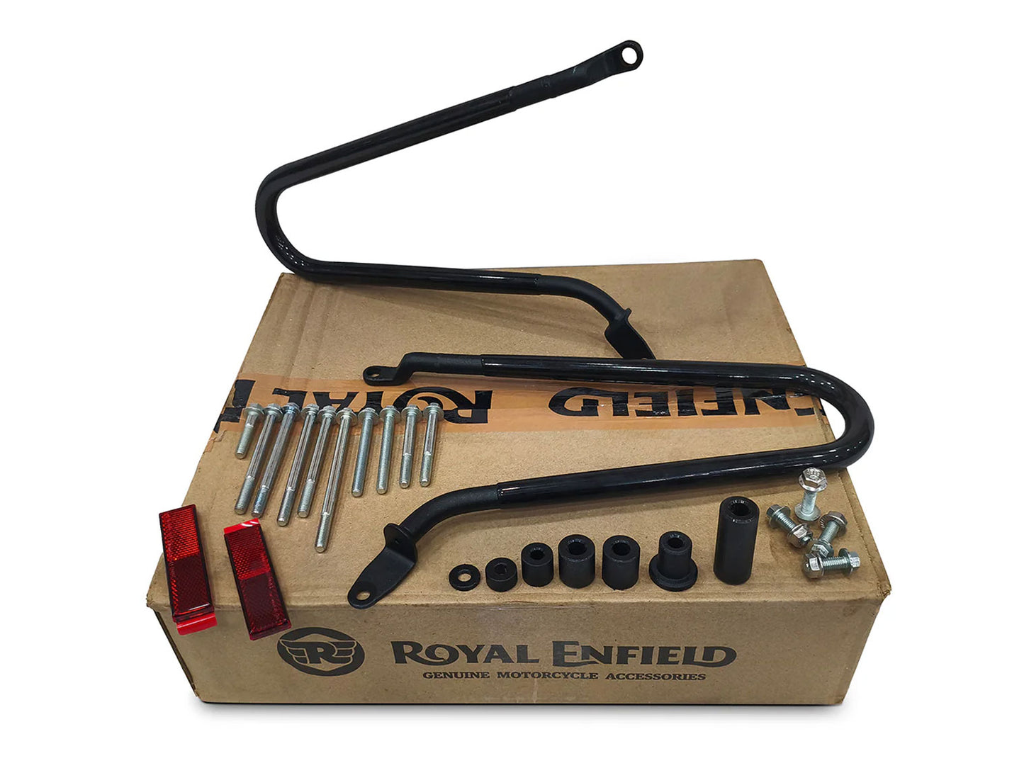 Genuine Royal Enfield Bullet 650 Pannier Rails With Modern Soft Panniers Black