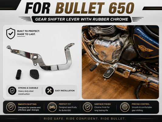 For Royal Enfield Bullet 650 Gear Shifter Lever With Rubber Chrome