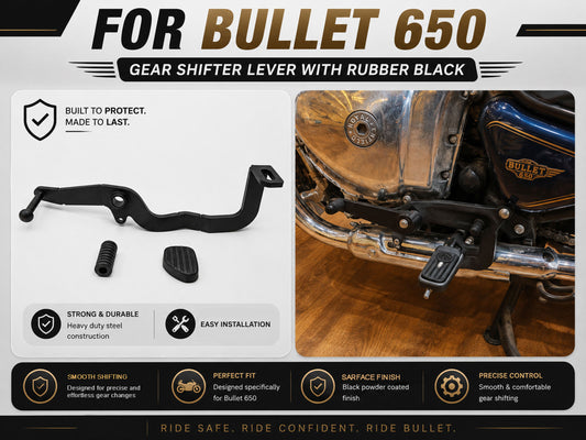 For Royal Enfield Bullet 650 Gear Shifter Lever With Rubber Black
