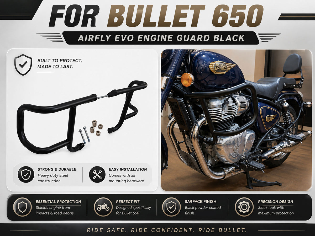 For Royal Enfield Bullet 650 Airfly Evo Engine Guard Black