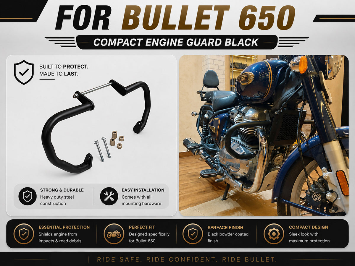 For Royal Enfield Bullet 650 Compact Engine Guard Black