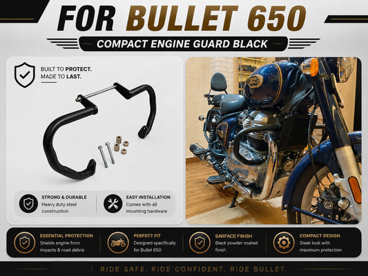 For Royal Enfield Bullet 650 Compact Engine Guard Black