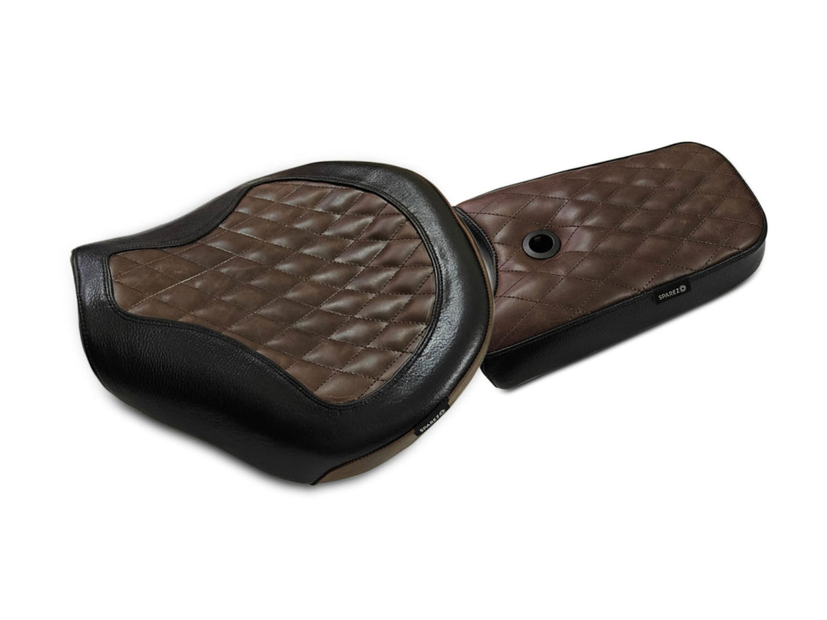 For Royal Enfield Shotgun 650 Genuine Leather Front & Rear Seat Black & Brown