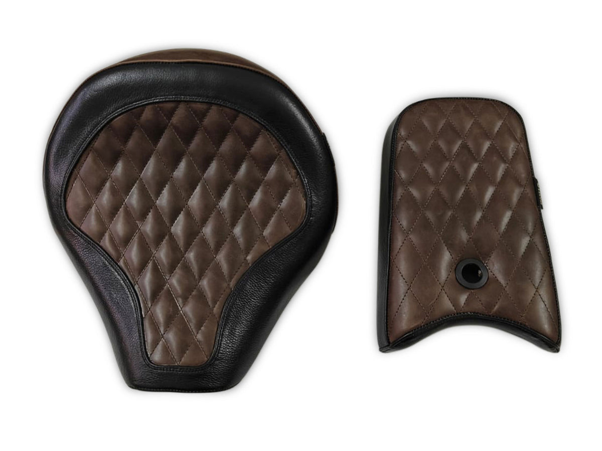 For Royal Enfield Shotgun 650 Genuine Leather Front & Rear Seat Black & Brown