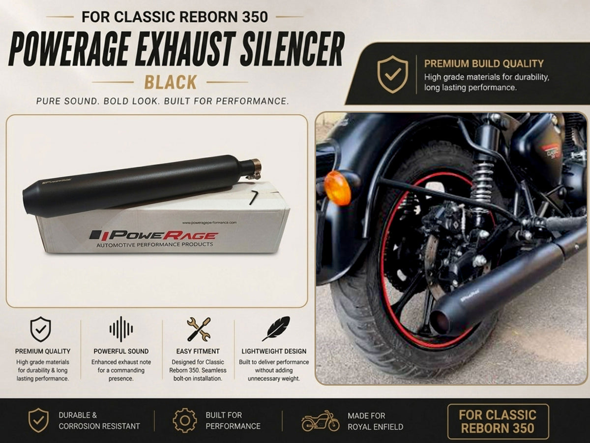 For Royal Enfield Classic Reborn 350 Powerage Exhaust Silencer Black