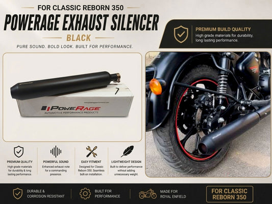 For Royal Enfield Classic Reborn 350 Powerage Exhaust Silencer Black