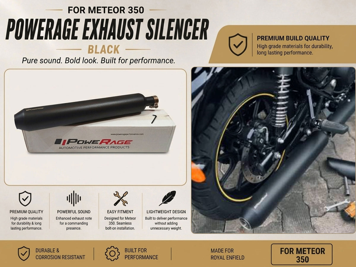For Royal Enfield Meteor 350 Powerage Exhaust Silencer Black
