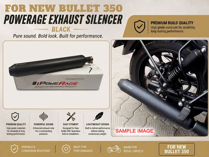 For Royal Enfield New Bullet 350 Powerage Exhaust Silencer Black