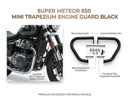 For Royal Enfield Super Meteor 650 Mini Trapezium Engine Guard Black