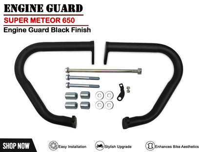 For Royal Enfield Super Meteor 650 Mini Trapezium Engine Guard Black