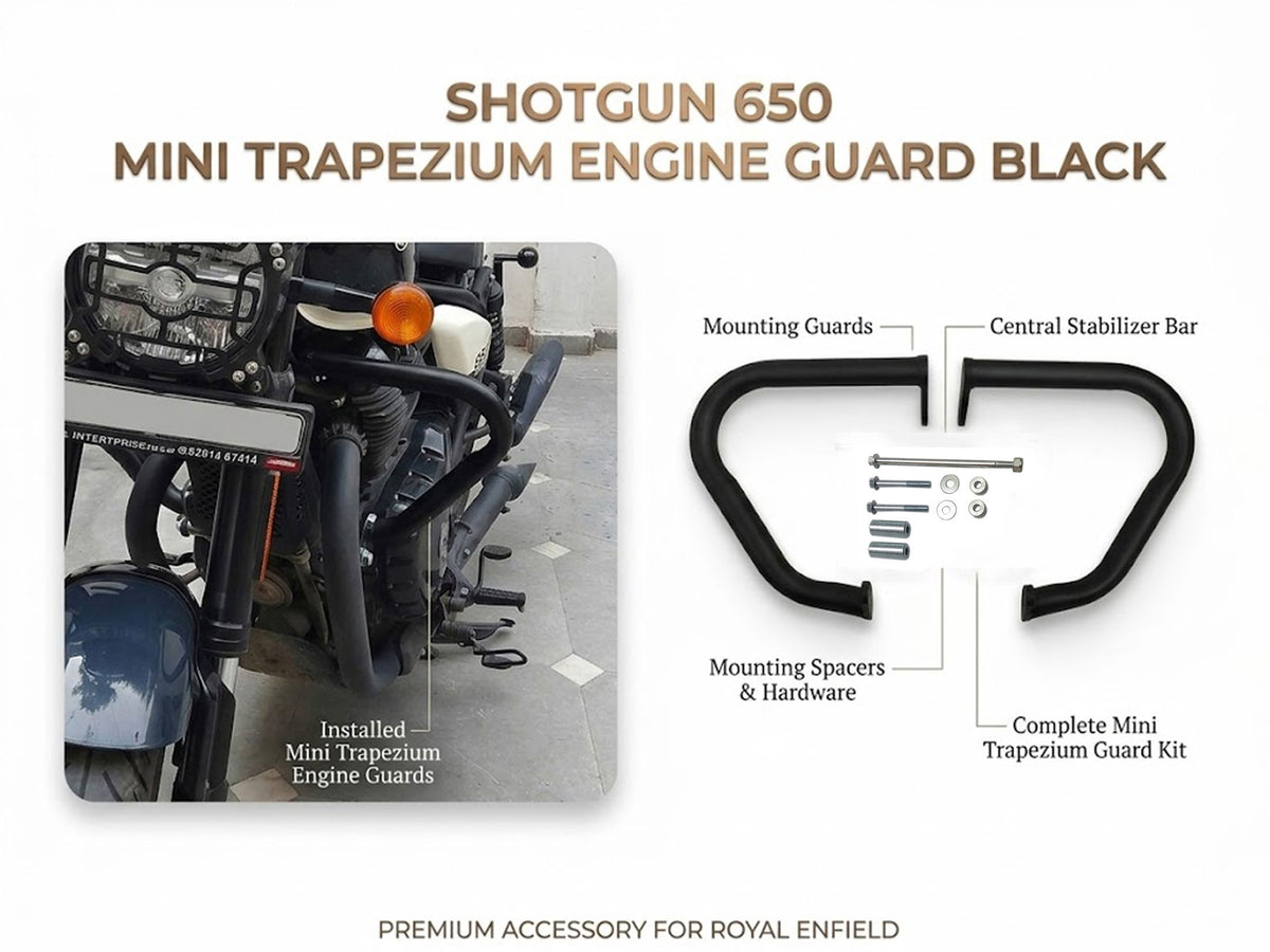 For Royal Enfield Shotgun 650 Mini Trapezium Engine Guard Black
