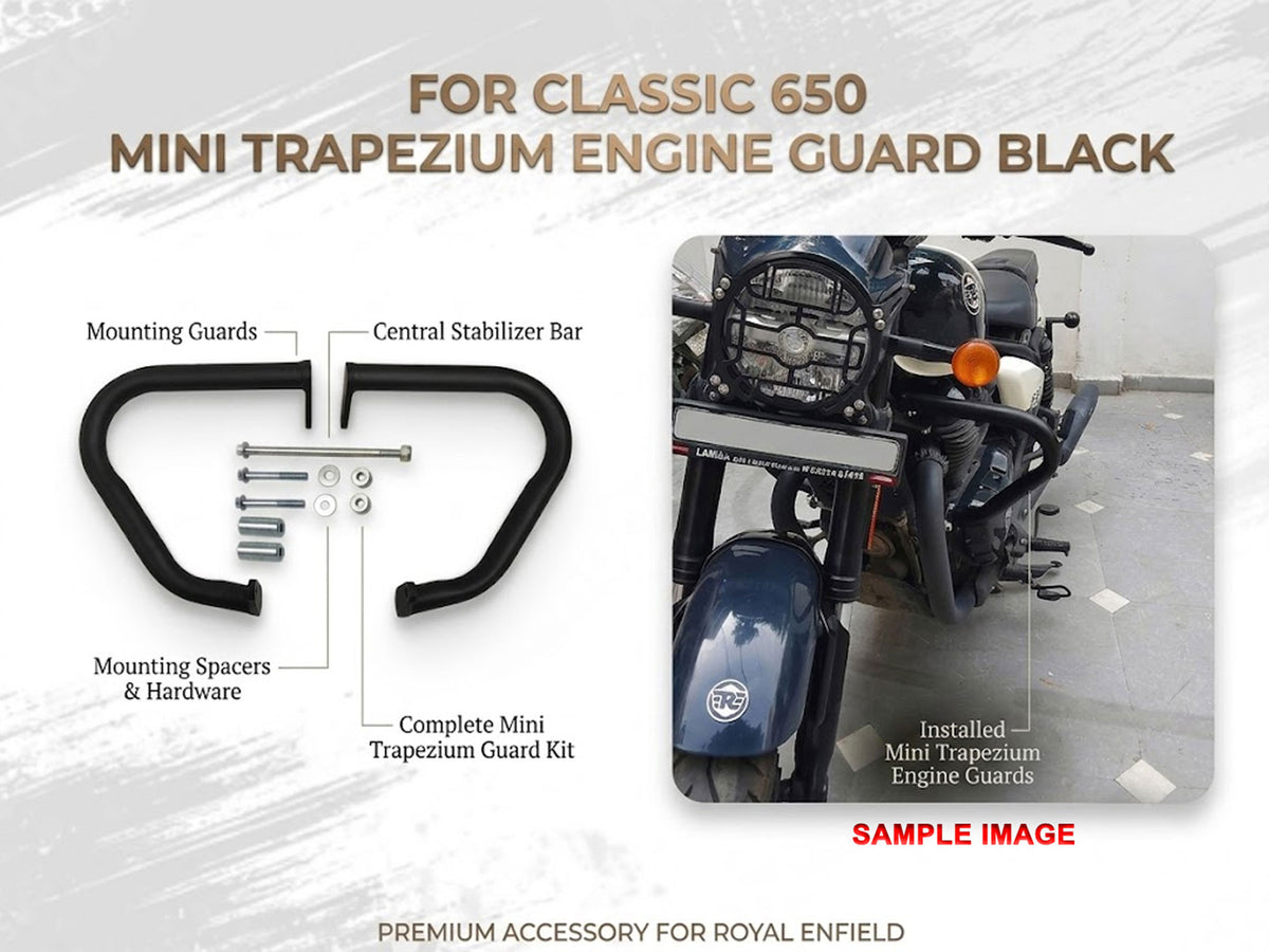For Royal Enfield Classic 650 Mini Trapezium Engine Guard Black