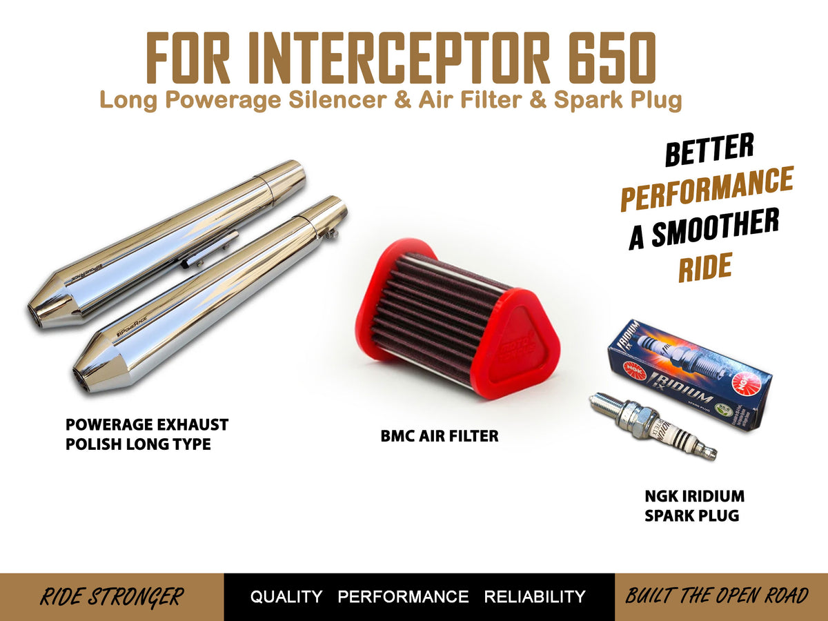 For Royal Enfield Interceptor 650 Long Silencer & Air Filter & Spark Plug
