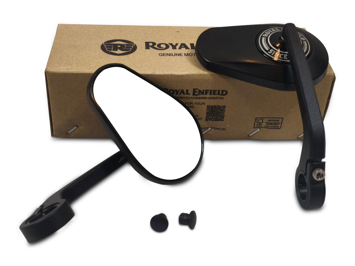 Royal Enfield Bear & Interceptor 650 Tappered Bar End Mirrors Black With Mounts