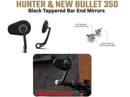 Royal Enfield Hunter & New Bullet 350 Tappered Bar End Mirrors Black & Mounts