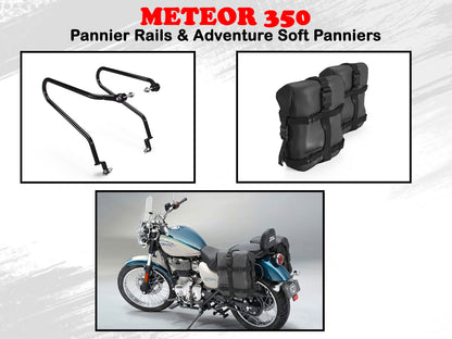 Genuine Royal Enfield Meteor 350 Pannier Rails & Adventure Soft Panniers