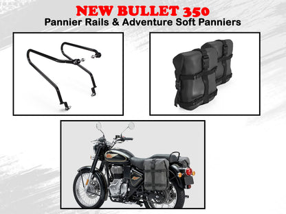 Genuine Royal Enfield New Bullet 350 Pannier Rails & Adventure Soft Panniers