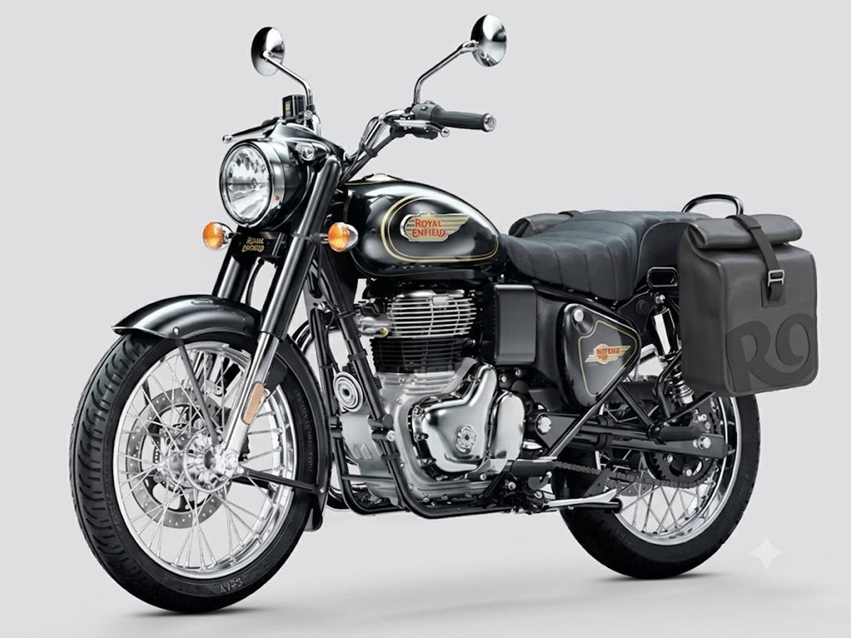 Genuine Royal Enfield New Bullet 350 Pannier Rails & Modern Soft Panniers