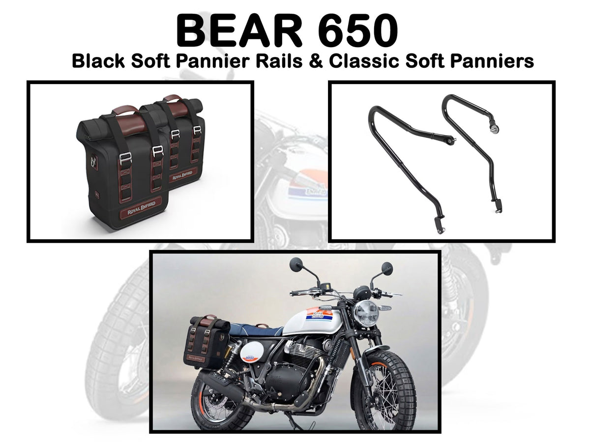Genuine Royal Enfield Bear 650 Soft Pannier Rails & Classic Soft Panniers
