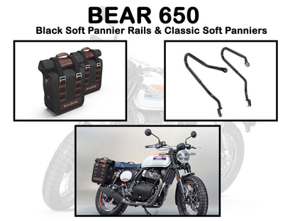 Genuine Royal Enfield Bear 650 Soft Pannier Rails & Classic Soft Panniers