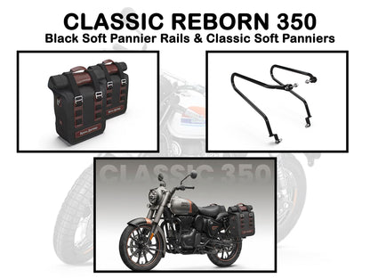 Genuine Royal Enfield Classic Reborn 350 Pannier Rails & Classic Soft Panniers