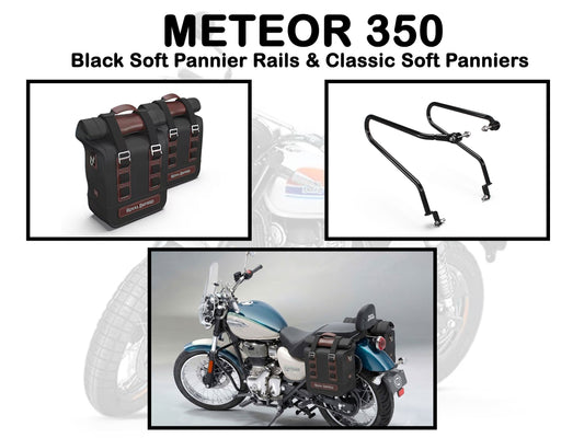 Genuine Royal Enfield Meteor 350 Soft Pannier Rails & Classic Soft Panniers