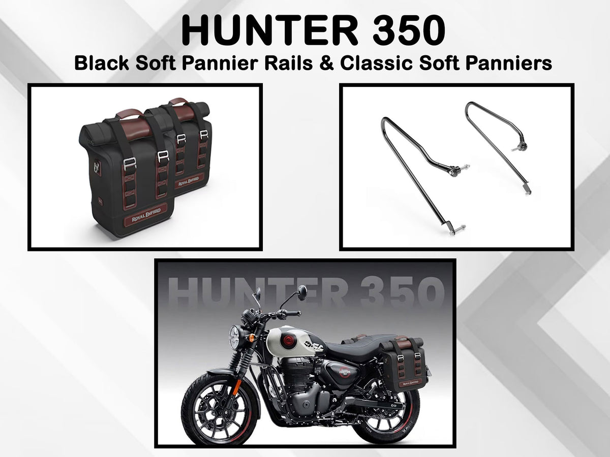 Genuine Royal Enfield Hunter 350 Soft Pannier Rails & Classic Soft Panniers